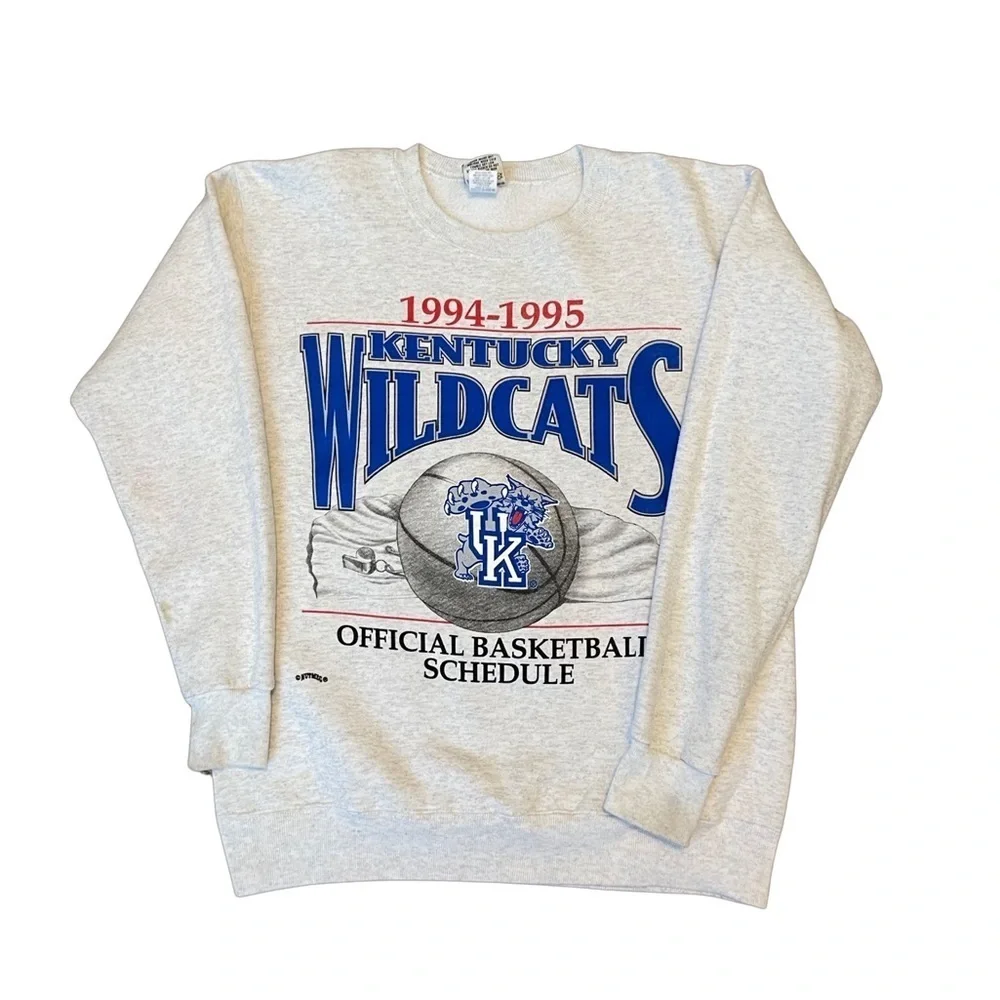 Kentucky Wildcats vintage Nutmeg Mills 94-95 basketball schedule sweatshirt Sz M